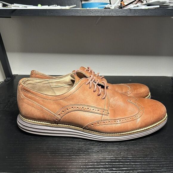 Cole Haan C26472 Mens 10.5 Original Grand Oxfords Wingtip Brown Leather - Picture 1 of 12